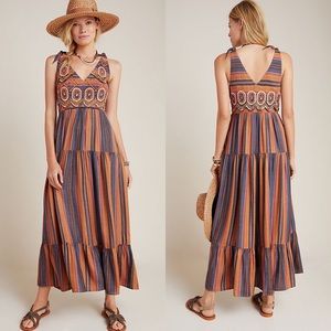 NWT Anthropologie Agave Embroidered Maxi Dress